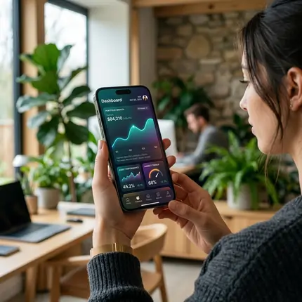 Mobile application interface on a modern smartphone